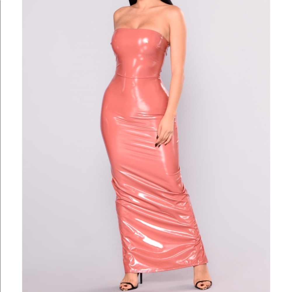 Latex & Strapless Maxi Dress